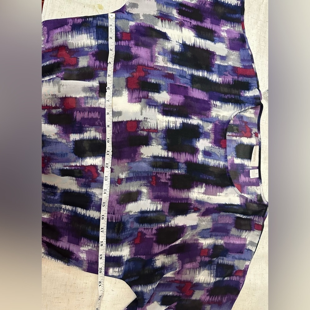 ๐ CHICO'S Purple Print Chiffon Blouson Top ๐ - Picture 4 of 11
